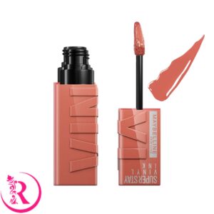 رژ لب مایع براق میبلین سوپر استی رنگ 105 Golden | لب طلایی و لوکس