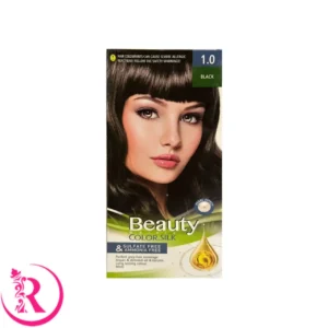 کیت رنگ مو زنانه فاقد سولفات و آمونیاک بیوتی شماره 1.0 رنگ BLACK (مشکی) حجم 80 میل + اکسیدان 120 میل