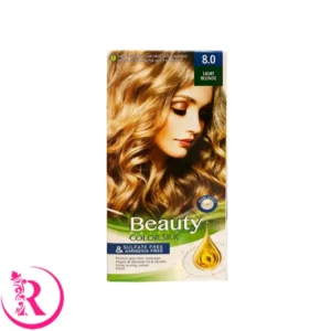 کیت رنگ مو زنانه فاقد سولفات و آمونیاک بیوتی شماره 8.0 رنگ LIGHT BLONDE (بلوند روشن)